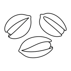 Pistachio nuts vector illustration. Hand-drawn doodle style pistachios with shells. Black outline isolated on white background.