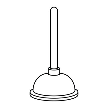 recommend clip art: Plunger vector illustration. Toilet plunger icon in hand-drawn doodle style. Black outline isolated on white background.