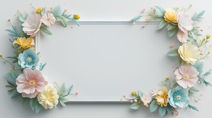 framework for photo or congratulation with flowers