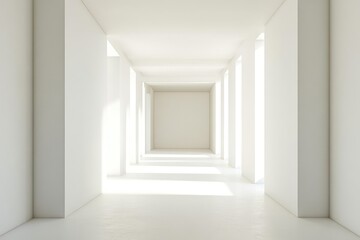 Contemporary white box room. AI generated illustration.