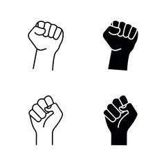 hand raised in a clenched fist icon set color editable