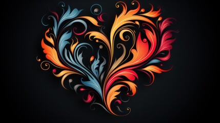Colorful Floral Heart Design: A Vibrant Abstract Artwork