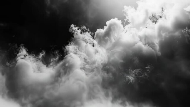 thick gray fog softly swirling against a backdrop of darkness. This atmospheric image of mist captures the ethereal beauty of nature's veiled mystery