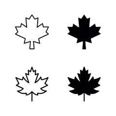 Maple leaf icon set color editable on white background