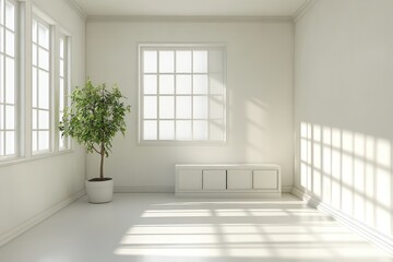 Obraz premium Contemporary white box room. AI generated illustration.