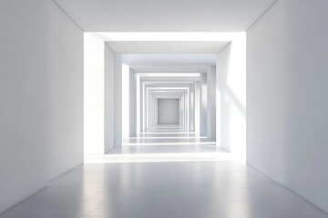 Contemporary white box room. AI generated illustration.