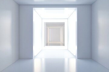 Contemporary white box room. AI generated illustration.