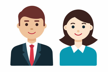 Businesswoman and businessman character cartoon art illustration