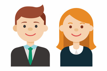 Businesswoman and businessman character cartoon art illustration