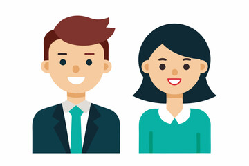 Businesswoman and businessman character cartoon art illustration