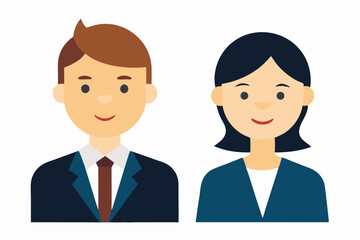 Businesswoman and businessman character cartoon art illustration