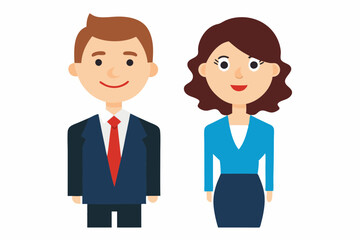 Businesswoman and businessman character cartoon art illustration
