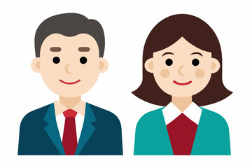 Businesswoman and businessman character cartoon art illustration