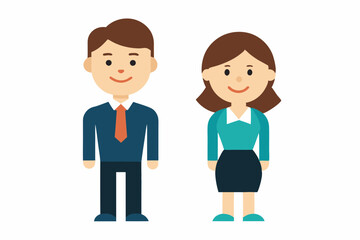 Businesswoman and businessman character cartoon art illustration