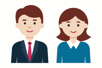 Businesswoman and businessman character cartoon art illustration