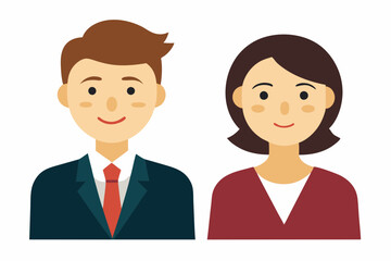 Businesswoman and businessman character cartoon art illustration