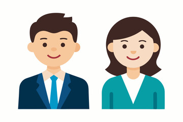 Businesswoman and businessman character cartoon art illustration
