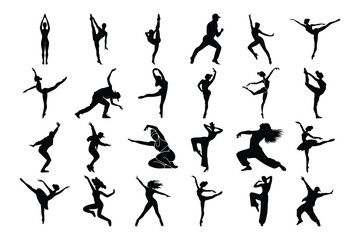 Dancer silhouette illustration art, dancing icon 
