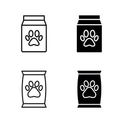 Pet food icon set color editable on white background