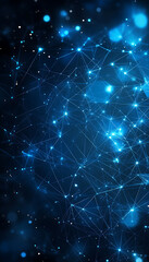 Fototapeta premium A futuristic abstract background featuring a grid of glowing triangles on a deep blue and black backdrop