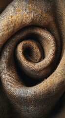 Fototapeta premium Close-Up of Elegant Burlap Fabric Swirl Showcasing Artisan Craftsmanship and Natural Aesthetic Details
