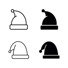 Santa hat icon set color editable