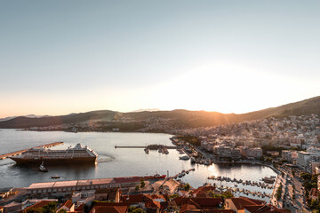 Kavala city Greece, 12.8.24 Panoramic view of from the Byzantine fortress or castle, near Panagia...