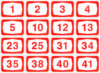 Israel highway road shield collection from 1 to 41