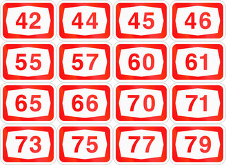 Israel highway road shield collection from 42 to 79