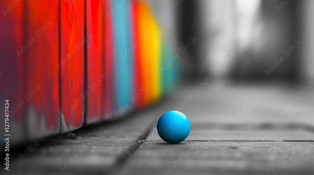 Aufkleber a monochrome world with one vividly colored object in focus.