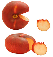 Flat nectarine and its slices