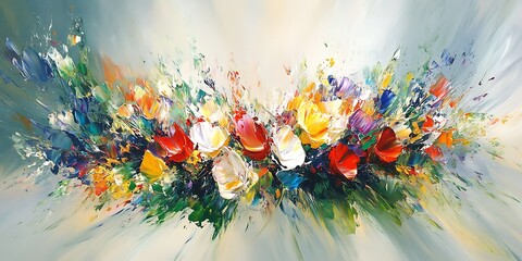 Abstract Colorful Flower Bouquet