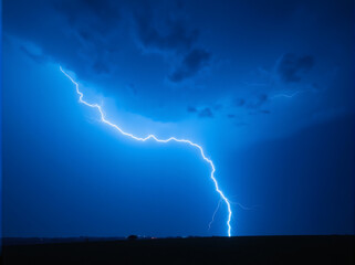 Lightning Strike Over Dark Landscape