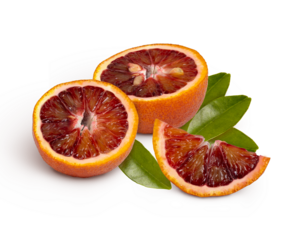 Blood red oranges sliced isolated with clipping path. Full depth of field