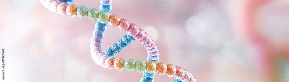 Poster colorful dna helix structure with abstract background for science and biology concepts