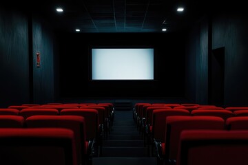 Dark interior with billboard. AI generated illustration.