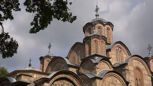 View of Serbian Orthodox Gracanica monastery in Kosovo
