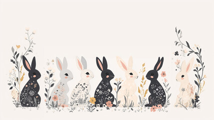 easter bunny with spring flower 