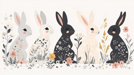 easter bunny with spring flower 