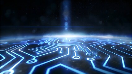 Fototapeta premium Glowing blue circuit board pattern futuristic dig