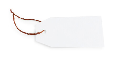 Blank tag with string isolated on white