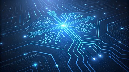 Glowing blue circuit board pattern futuristic dig
