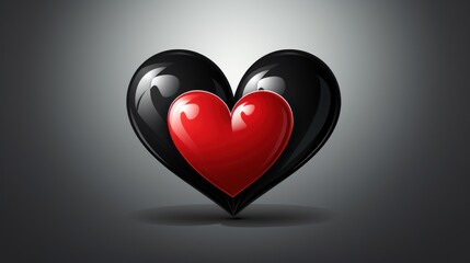 Red Heart Enveloped by Black: A Symbol of Love's Mysterious Depth
