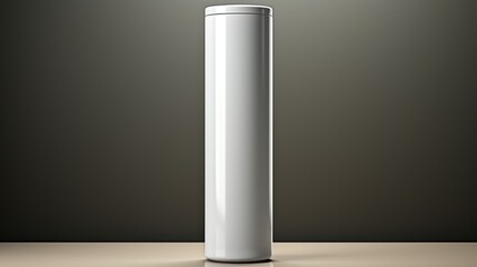 Elegant White Cylindrical Container Mockup on Neutral Background