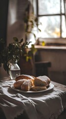 Obraz premium Bread on kitchen table 