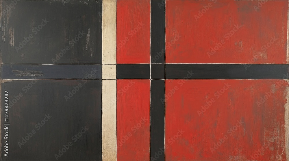 Poster A painting with only one horizontal and one vertical line intersecting