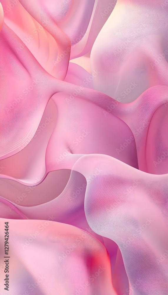 Poster soft flowing pink and purple abstract forms creating gentle shapes