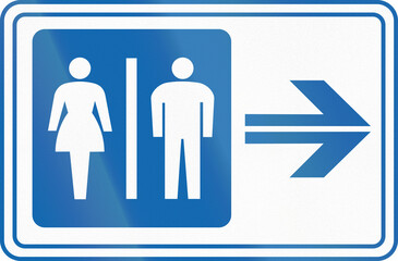 Japanese road sign - Lavatory to the right