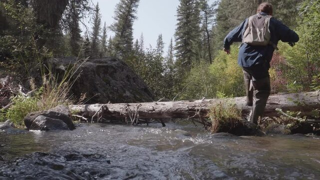 Man Fly Fishing in the San Antonio River NM