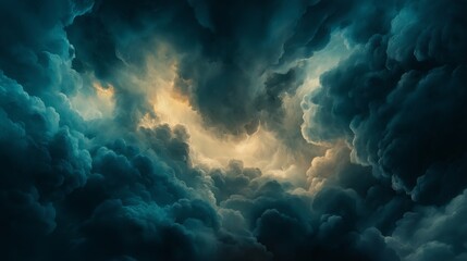 A stormy sky painted in intense, thick brushstrokes.